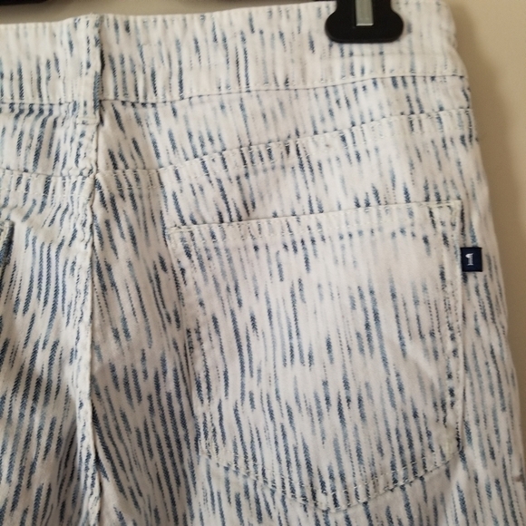 NWT Pilcro Anthropologie Relax Bootcut White Blue Striated Denim Jeans Mid-Rise - Picture 4 of 8